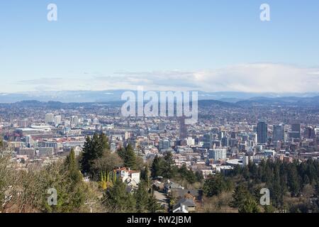 Anzeigen von Portland, Oregon, USA, aus: Pittock Mansion. Stockfoto