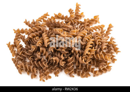 Integrale Fusilli Gruppe isoliert auf weißem Hintergrund Stockfoto