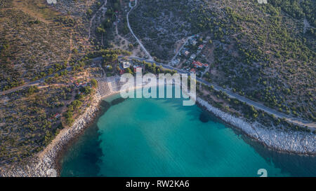 Luftaufnahme von Psili Ammos entfernt. Insel Thassos, Griechenland Stockfoto