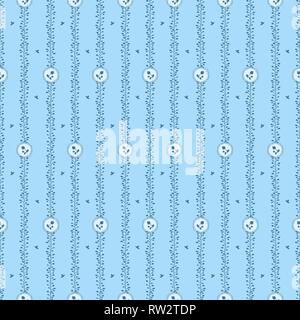 Blau nahtlose Muster mit gestreiften floralen Ornament. Stockfoto