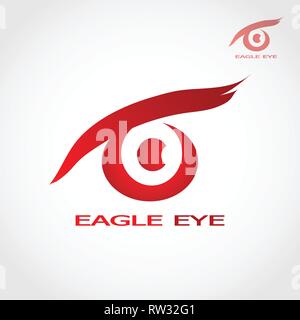 Dieses Logo hat eine Eagle Eye. Der Sinn ist, dass Adler Augen mit Schwerpunkt sehen kann und einen großen Bereich abdecken. Stock Vektor