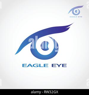 Dieses Logo hat eine Eagle Eye. Der Sinn ist, dass Adler Augen mit Schwerpunkt sehen kann und einen großen Bereich abdecken. Stock Vektor