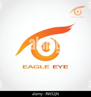 Dieses Logo hat eine Eagle Eye. Der Sinn ist, dass Adler Augen mit Schwerpunkt sehen kann und einen großen Bereich abdecken. Stock Vektor