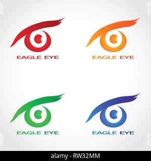 Dieses Logo hat eine Eagle Eye. Der Sinn ist, dass Adler Augen mit Schwerpunkt sehen kann und einen großen Bereich abdecken. Stock Vektor