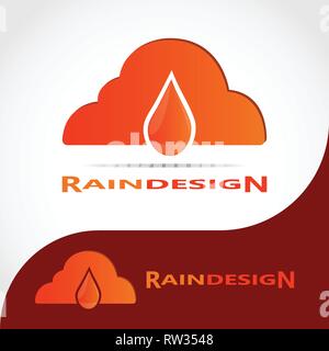 Dieses Logo hat eine Wolke mit einem Tropfen Regen. Dieses Logo ist für die Verwendung als ein Firmenlogo in Wetter und Klima Prognosen engagiert geeignet. Stock Vektor