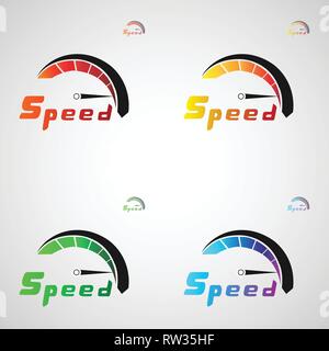 Dieses Logo hat ein tacho. Dieses Logo ist gut zu verwenden, da ein Firmenlogo oder ein Geschäft in der Automobilbranche tätig. Stock Vektor