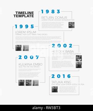 Vektor Infografik typografischen timeline Berichtvorlage mit die größten Meilensteine, Fotos, Jahre und Beschreibung Stock Vektor