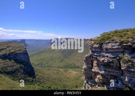 Chapada Diamantina Nationalpark Tafelberg Landschaft, Aussicht von Morro Do Pai Inacio, Lencois, Bahia, Brasilien Stockfoto