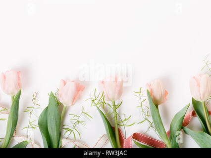 Blumen Komposition. Muster aus Tulip Blumen auf weißem Hintergrund. Stockfoto