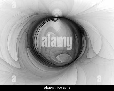 Schwarze und weiße Plasma ring, Computer generiert abstrakte Intensität Karte, invertiert Schwarz und Weiß, 3D-Rendering Stockfoto