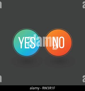 Ja und Nein Button Icons, Vector Illustration isoliert auf Grau Stock Vektor