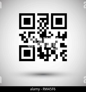 QR-Code vektor Icon mit runden Schatten. Stock Vektor