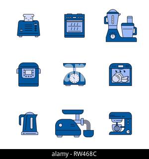 Küchengeräte und Hausgeräte Symbole Stock Vektor