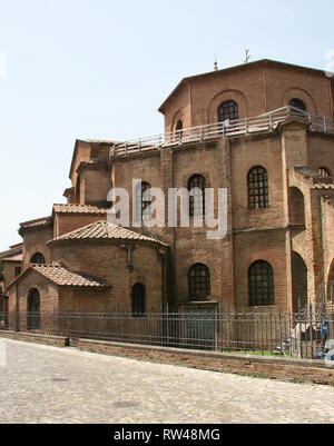 Italien. Ravenna. Basilika von San Vitale. 6. Jahrhundert. Die frühen christlichen byzantinischen Kunst. an der Außenseite. Stockfoto
