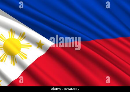 Wehende Flagge der Philippinen. Vector Illustration Stock Vektor