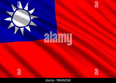 Wehende Flagge von Taiwan. Vector Illustration Stock Vektor