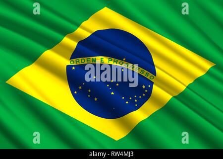 Wehende Flagge von Brasilien. Vector Illustration Stock Vektor