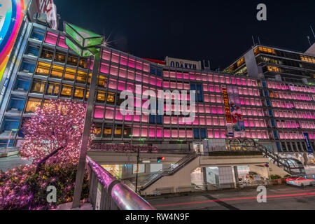 Shinjuku, Tokyo, Japan - November, 2017: Weihnachten Dekoration an der Odakyu Shopping Mall in der Nähe von Bahnhof Shinjuku bei Nacht. Stockfoto