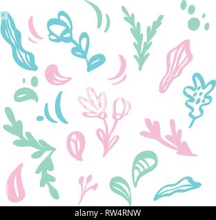 Der Vektor isolierte flache Blume auf weißem Hintergrund. Sommer skandinavische floral Hand gezeichnet Natur Abbildung Hochzeit Design. Für Grußkarte Stock Vektor