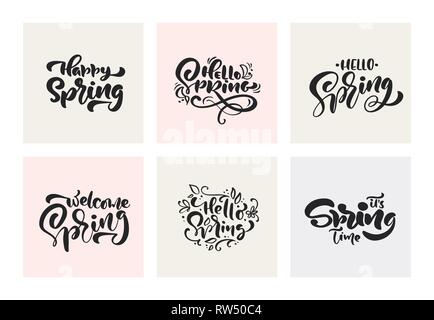 Einstellen der Feder Kalligraphie Schriftzeichen handschriftlich Phrasen. Vektor Hand gezeichnet Isoliert skandinavischen text Kit. Süße Vintage Design für Grußkarte, scra Stock Vektor