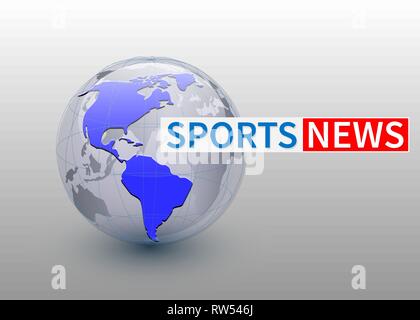 Sport News, world news Hintergrund mit dem Planeten, der TV-Design. Vektor. Stock Vektor