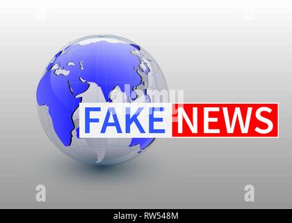 Gefälschte Nachrichten, Weltnachrichten Hintergrund mit dem Planeten, der TV-Design. Vektor. Stock Vektor