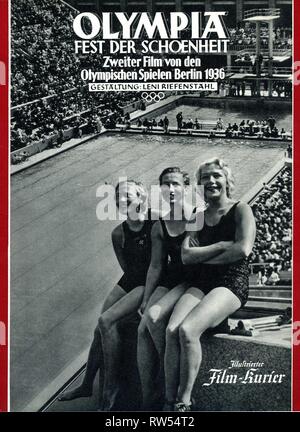 LENI RIEFENSTAHL OLYMPIA Dokumentarfilm NS-Olympiade Berlin 1936 im Jahre 1938 in zwei Teilen vordere Abdeckung der original deutsche Film-Kurier Programm freigegeben für Teil zwei Olympia Film GmbH / Internationale Olympische Komitee/Tobis Filmkunst Stockfoto