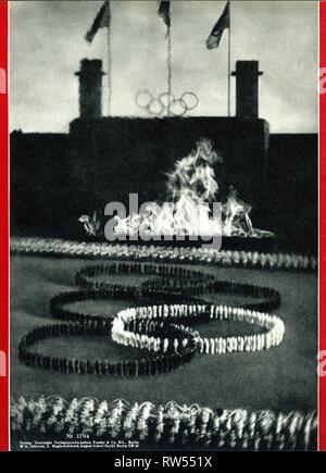 LENI RIEFENSTAHL OLYMPIA Dokumentarfilm NS-Olympiade Berlin 1936 im Jahre 1938 in zwei Teilen Rückseite original deutsche Film-Kurier Programm Olympia Film GmbH / Internationale Olympische Komitee/Tobis Filmkunst freigegeben Stockfoto