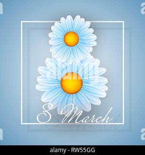 Frauen Tag Hintergrund mit Rahmen Blumen. 8. März Einladung Karte. Vector Illustration. Stock Vektor