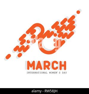 8. März Internationaler Frauentag Grußkarte flache Linie Design Vector Illustration. Stock Vektor