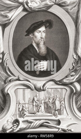 Edward Seymour, Herzog von Somerset, Baron Seymour der Hache aka der Beschützer, um 1500 - 1552. Lord Protector von England während des Tudor Periode. Aus der Ausgabe 1813 Der Leiter der illustren Personen von Großbritannien, gestochen von Herrn Houbraken und Herr Vertue mit Ihrem Leben und Zeichen. Stockfoto