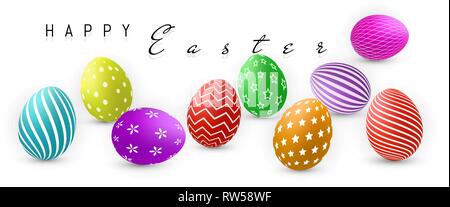 Frohe Ostern, Farbe Eier Sammlung mit Verlaufsgitter, Design vorlage, Vector Illustration. Stock Vektor