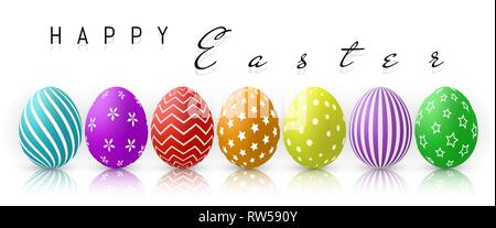 Frohe Ostern, Farbe Eier Sammlung mit Verlaufsgitter, Design vorlage, Vector Illustration. Stock Vektor