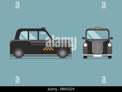 Britische Taxi Auto im flachen Stil. Vector Illustration Stock Vektor