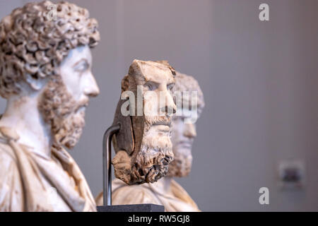 Marmor Porträt des Co-Kaiser Lucius Verus, römischen Porträts: Skulpturen aus Stein, das Metropolitan Museum der Kunst, Manhattan, New York USA Stockfoto