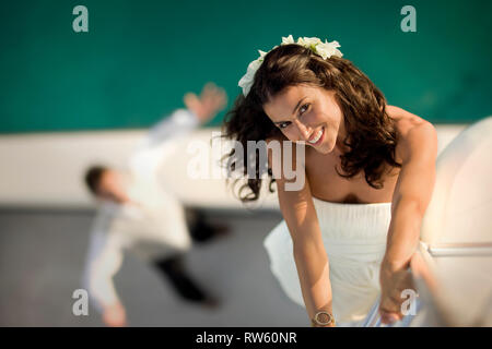 Portrait eines glücklichen frisch vermählte Paar. Stockfoto