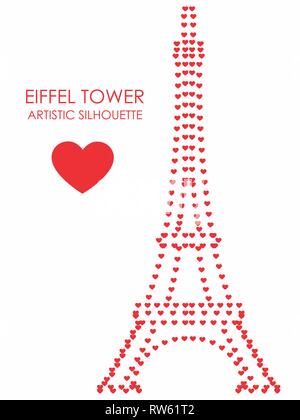 Eiffel Turm, der von Herzen gebildet Stock Vektor