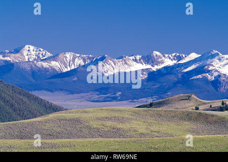 Die schneebedeckten Gipfel der lemhi reichen von bannock Pass in der Nähe von leadore gesehen, Idaho Stockfoto