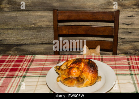 Kätzchen das Stehlen der Urlaub Abendessen Stockfoto