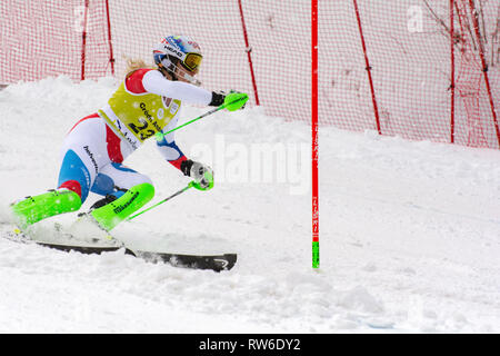 Audi FIS Alpine Ski World Cup - der Frauen kombiniert Soldeu, Andorra - 28. Februar: Skifahrer in konkurriert bei Sup der Audi FIS Alpine Ski World Cup Frauen Stockfoto