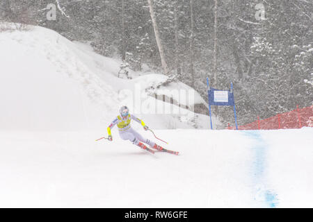 Audi FIS Alpine Ski World Cup - der Frauen kombiniert Soldeu, Andorra - 28. Februar: Skifahrer in konkurriert bei Sup der Audi FIS Alpine Ski World Cup Frauen Stockfoto