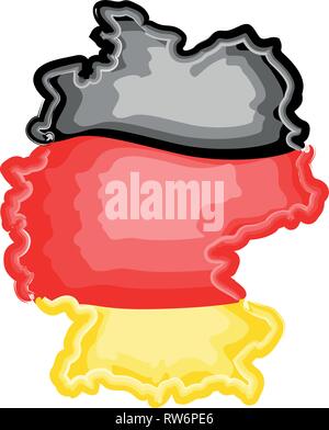 Aquarell Karte von Deutschland mit Fahne Stock Vektor