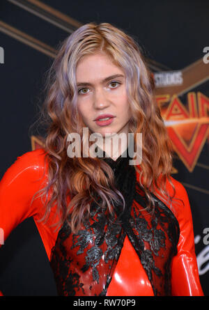 LOS ANGELES, Ca. März 04, 2019: Grimes bei der Weltpremiere von "Captain Marvel' am El Capitan Theatre. Bild: Paul Smith/Featureflash Stockfoto