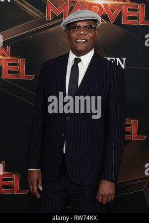 Los Angeles, USA. 04 Mär, 2019. Samuel L Jackson besucht die Marvel Studios' Captain Marvel' Premiere am März 04, 2019 in Hollywood, Kalifornien. Credit: Tsuni/USA/Alamy leben Nachrichten Stockfoto