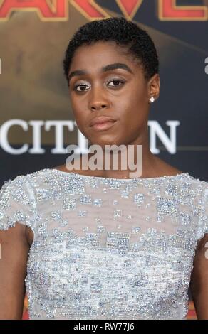 Lashana Lynch besucht die Weltpremiere von "Captain Marvel' bei El Captian Theater in Los Angeles, USA, am 04. März 2019. Foto: Chris Ashford | Verwendung weltweit Stockfoto