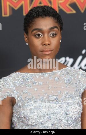 Lashana Lynch besucht die Weltpremiere von "Captain Marvel' bei El Captian Theater in Los Angeles, USA, am 04. März 2019. Foto: Chris Ashford | Verwendung weltweit Stockfoto