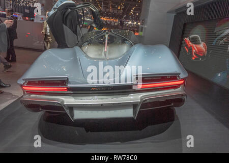 Genf, Schweiz. 5. März, 2019. Der neue McLaren SpeedTrail (Ansicht von hinten) auf dem 89. Internationalen Automobilsalon in Genf präsentiert. Quelle: Eric Dubost/Alamy leben Nachrichten Stockfoto