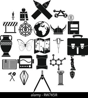 Archäologie-Symbole-Set, einfachen Stil Stock Vektor