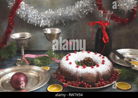 Weihnachten und das neue Jahr Kuchen mit Rotwein Stockfoto