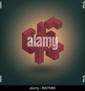 Abstrakte geometrische Verfassen tridimension Würfel, schwebenden Isometrische quadratische Form Bündel, Tetris und Puzzle. Vector Illustration für Management, Kaffee Stock Vektor